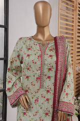 Bin Saeed Exclusive Printed Lawn With Farshi Shalwar Vol-03 Suit-SM-2122-Pista