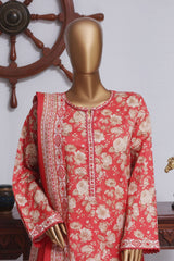 Bin Saeed Exclusive Printed Lawn With Farshi Shalwar Vol-04 Suit-NSM-2123-Peach