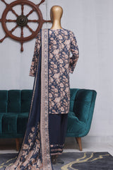 Bin Saeed Exclusive Printed Lawn With Farshi Shalwar Vol-04 Suit-NSM-2124-Blue