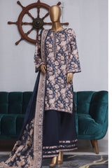 Bin Saeed Exclusive Printed Lawn With Farshi Shalwar Vol-04 Suit-NSM-2124-Blue