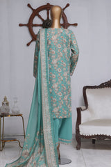 Bin Saeed Exclusive Printed Lawn With Farshi Shalwar Vol-04 Suit-NSM-2125-Green