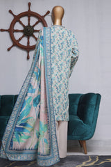 Bin Saeed Exclusive Printed Lawn With Farshi Shalwar Vol-04 Suit-NSM-2127-Ferozi