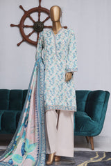 Bin Saeed Exclusive Printed Lawn With Farshi Shalwar Vol-04 Suit-NSM-2127-Ferozi