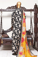 Bin Saeed Exclusive Printed Lawn With Farshi Shalwar Vol-04 Suit-NSM-2130-Black