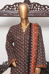 Bin Saeed Exclusive Printed Lawn With Farshi Shalwar Vol-04 Suit-NSM-2134-Black