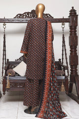 Bin Saeed Exclusive Printed Lawn With Farshi Shalwar Vol-04 Suit-NSM-2134-Black
