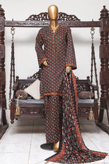 Bin Saeed Exclusive Printed Lawn With Farshi Shalwar Vol-04 Suit-NSM-2134-Black