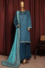 Bin Saeed Exclusive Printed Lawn With Farshi Shalwar Vol-06 Suit-NSM-2165-Blue