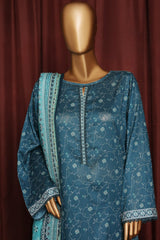 Bin Saeed Exclusive Printed Lawn With Farshi Shalwar Vol-06 Suit-NSM-2165-Blue