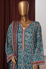 Bin Saeed Exclusive Printed Lawn With Farshi Shalwar Vol-06 Suit-NSM-2166-Ferozi