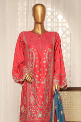 Bin Saeed Stitched 3 Piece Luxury Plain Cotton With Printed Back Collection'2025-NSM-2179-Magenta