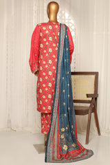 Bin Saeed Stitched 3 Piece Luxury Plain Cotton With Printed Back Collection'2025-NSM-2179-Magenta