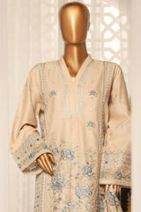 Bin Saeed Stitched 3 Piece Luxury Plain Cotton With Printed Back Suit-NSM-2180-Skin