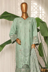 Bin Saeed Stitched 3 Piece Luxury Plain Cotton With Printed Back Suit-NSM-2181-Mint