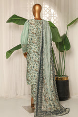 Bin Saeed Stitched 3 Piece Luxury Plain Cotton With Printed Back Suit-NSM-2181-Mint