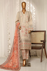 Bin Saeed Stitched 3 Piece Luxury Plain Cotton With Printed Back Suit-NSM-2185-Skin