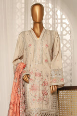 Bin Saeed Stitched 3 Piece Luxury Plain Cotton With Printed Back Suit-NSM-2185-Skin