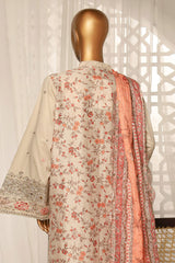 Bin Saeed Stitched 3 Piece Luxury Plain Cotton With Printed Back Suit-NSM-2185-Skin