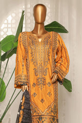 Bin Saeed Stitched 3 Piece Luxury Plain Cotton With Printed Back Collection'2025-NSM-2186-Mustard