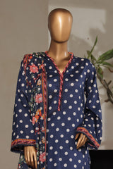 Bin Saeed Stitched 3 Piece Exclusive Printed Lawn Vol-07 Suit-NSM-2198-Navy Blue