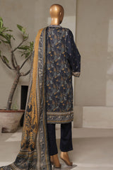 Bin Saeed Stitched 3 Piece Exclusive Printed Lawn Vol-07 Suit-NSM-2199-Navy Blue
