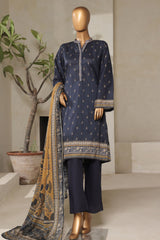 Bin Saeed Stitched 3 Piece Exclusive Printed Lawn Vol-07 Suit-NSM-2199-Navy Blue