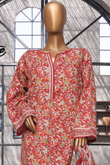 Bin Saeed Stitched 3 Piece Exclusive Printed Lawn Vol-07 Suit-NSM-2200-Maroon