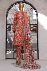 Bin Saeed Stitched 3 Piece Exclusive Printed Lawn Vol-07 Suit-NSM-2200-Maroon