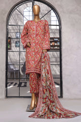 Bin Saeed Stitched 3 Piece Exclusive Printed Lawn Vol-07 Suit-NSM-2200-Maroon