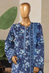 Bin Saeed Stitched 3 Piece Exc Printed Lawn With Farshi Shalwar Vol-01 Suit-NSM-2201-Blue