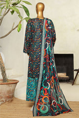 Bin Saeed Stitched 3 Piece Exc Printed Lawn With Farshi Shalwar Vol-01 Suit-NSM-2203-Teal