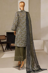 Bin Saeed Stitched 3 Piece Exc Printed Lawn With Farshi Shalwar Vol-01 Suit-NSM-2204-Mehndi