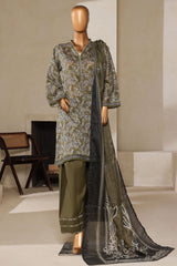 Bin Saeed Stitched 3 Piece Exc Printed Lawn With Farshi Shalwar Vol-01 Suit-NSM-2204-Mehndi