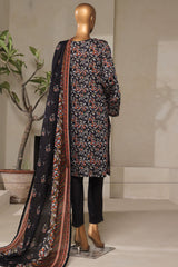 Bin Saeed Stitched 3 Piece Exclusive Printed Lawn Vol-07 Suit-NSM-2207-Black