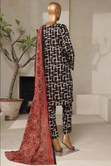 Bin Saeed Stitched 3 Piece Exclusive Printed Lawn Vol-07 Suit-NSM-2211-Black