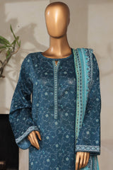 Bin Saeed Stitched 3 Piece Exclusive Printed Lawn Vol-07 Suit-NSM-2212-Teal