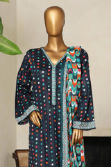 Bin Saeed Stitched 3 Piece Exclusive Printed Lawn Vol-08 Suit-NSM-2214-N.Blue