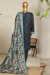 Bin Saeed Stitched 3 Piece Exclusive Printed Lawn Vol-08 Suit-NSM-2214-N.Blue