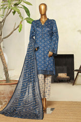 Bin Saeed Stitched 3 Piece Exclusive Printed Lawn Vol-08 Suit-NSM-2217-Blue