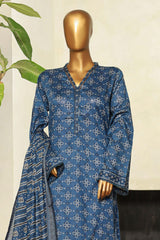 Bin Saeed Stitched 3 Piece Exclusive Printed Lawn Vol-08 Suit-NSM-2217-Blue