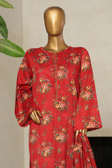 Bin Saeed Stitched 3 Piece Exclusive Printed Lawn Vol-08 Suit-NSM-2218-Maroon