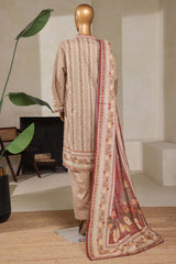 Bin Saeed Stitched 3 Piece Exclusive Printed Lawn Vol-08 Suit-NSM-2219-Beige