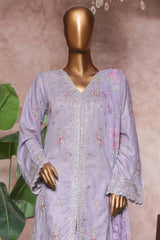 Bin Saeed Stitched 3 Piece Luxe Self & Self Suit-NSM-2219-Purple