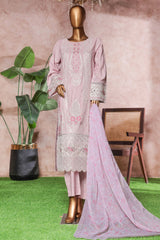 Bin Saeed Stitched 3 Piece Luxe Self & Self Suit-NSM-2222-Pink