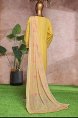 Bin Saeed Stitched 3 Piece Luxe Self & Self Suit-NSM-2223-Yellow