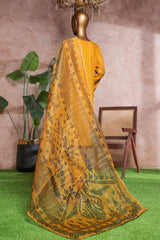 Bin Saeed Stitched 3 Piece Luxe Self & Self Suit-NSM-2224-Mustard