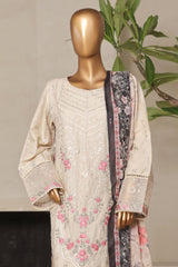 Bin Saeed Stitched 3 Piece Luxury Plain Cotton With Printed Back Vol-02 Collection'2025-NSM-2228-Skin