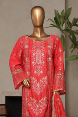 Bin Saeed Stitched 3 Piece Luxury Plain Cotton With Printed Back Vol-02 Collection'2025-NSM-2229-Orange