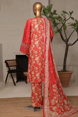 Bin Saeed Stitched 3 Piece Luxury Plain Cotton With Printed Back Vol-02 Collection'2025-NSM-2229-Orange