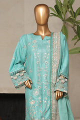 Bin Saeed Stitched 3 Piece Luxury Plain Cotton With Printed Back Vol-02 Collection'2025-NSM-2231-Green